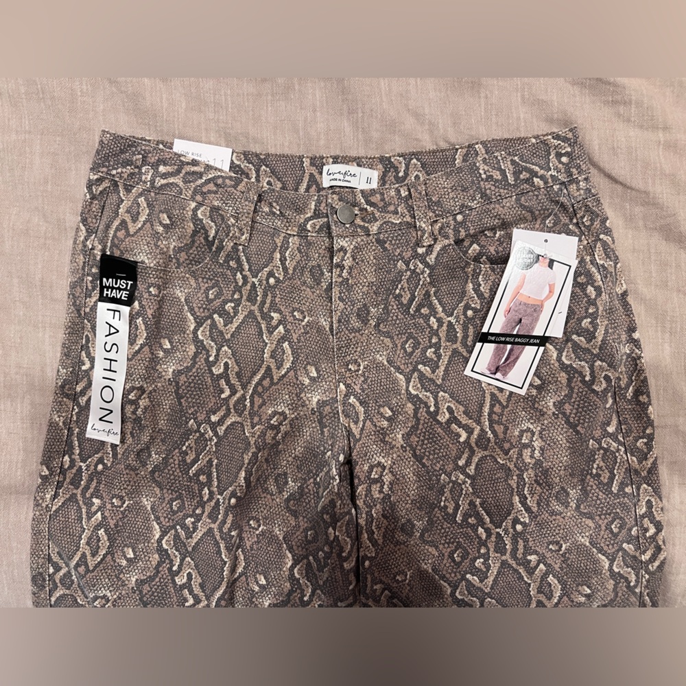 Lovers + Friends Brown Taupe Snake Print Jeans